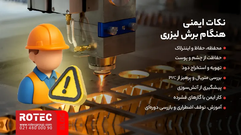 برش لیزری چگونه انجام میشود؟ 6 ایمنی هنگام برش لیزری شامل محافظت از چشم، تهویه دود، پیشگیری از آتش و بررسی متریال قبل از برش