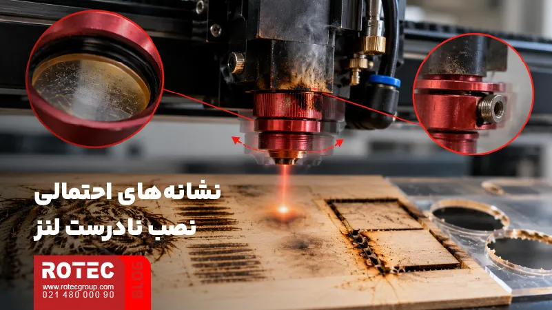نحوه بستن لنز دستگاه لیزر CO2 5 نشانههای نصب نادرست لنز دستگاه لیزر مانند افت کیفیت و اختلال در برش